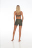 Back view – Moss Green Deep V Bra with wire detail, Rozal Active