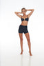 Full size view of Rozal Active Nero Black Deep V Bra – trendy, athleisure look