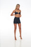 Three-quarter right view of Rozal Active Nero Black Deep V Bra – supportive and chic