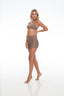 Rozal Active Toffee Beige Deep V Bra – sculpted cut, three-quarter left