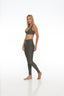 Three-quarter left view of Rozal Active Moss Green leggings – ideal for yoga or gym