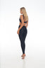 Rozal Active Nero Black leggings – contouring fit, three-quarter back left view