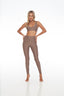 Rozal Active Toffee Beige Beige PowerFlex High Waist Leggings – front view, contour fit