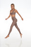 Rozal Active side profile of high waist leggings in Toffee Beige – supportive and stylish