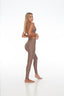 Right side view of Toffee Beige leggings – Rozal Active PowerFlex stretch