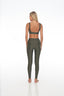 Back view of Rozal Active Moss Green PowerFlex Low Cut Bra – lightweight, flexible, premium activewear look
