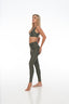 Side view of Rozal Active PowerFlex Low Cut Bra in Moss Green – sleek, breathable support for fitness and movement