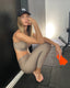 Beige Toffee PowerFlex matching set by Rozal Active – premium sustainable activewear in a flattering neutral tone.
