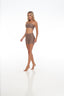 Toffee Beige modern One Shoulder Bra by Rozal Active – three-quarter left angle